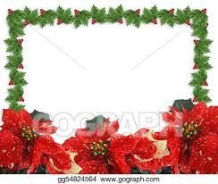 Stock Illustration Christmas Holly And Poinsettias Border