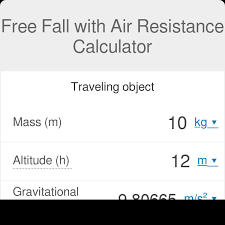 Free Fall With Air Resistance Calculator
