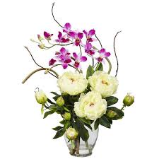 orchid silk flower arrangement