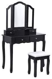costway makeup table stool set tri