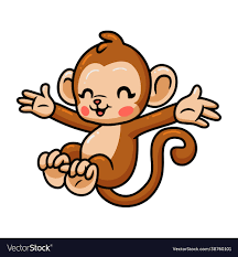 cute baby monkey cartoon jumping