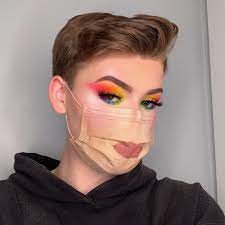 face of makeup over his face mask