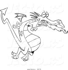 Coloring little dragon breathing fire fire. Vector Of A Cartoon Fire Breathing Dragon In Flight Outlined Coloring Page By Toonaday 20176