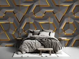 3d Look Abstract Gold Geometric Shapes