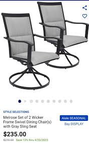 2 Wicker Frame Swivel Dining Chair