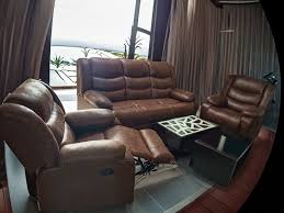 brown 5 seater 1seater recliner leather