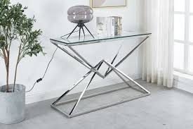 Pyramid Clear Glass Top Console Table