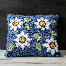 punch needle rug hooking pillow