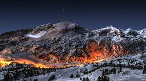 Snow Mountain Lights Winter Landscape ...