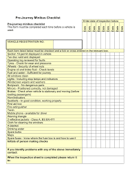 pre journey minibus checklist in word