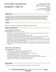 A simple design for a functional resume that gives your document a professional look. Front Office Receptionist Resume Samples Qwikresume