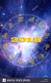 Astrology Chart With Zodiac Signs And 2018 New Year Concept