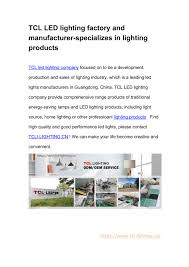 Ppt Tcl Led Lighting Factory And Manufacturer Specializes