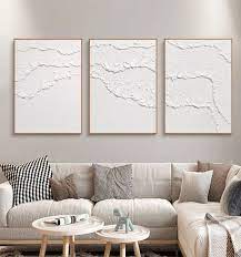 White Abstract Wall Art White Textured