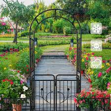 metal garden arch with planter bo