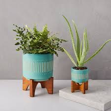 4.4 out of 5 stars 100. Mid Century Turned Leg Tabletop Planters Turquoise