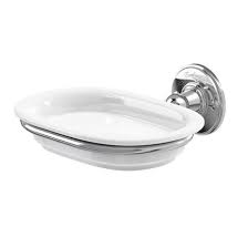 soap dish chrome with white accent in