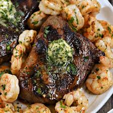 grilled steak and shrimp cooking with