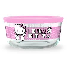4 Cup Round Glass Storage Hello Kitty