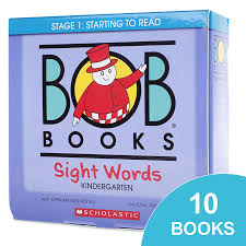 The sets begin with my first bob books: Bob Books Sight Words Kindergarten Box Set By Lynn Maslen Kertell Learn To Read Set Scholastic Book Clubs