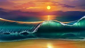 hd wallpaper sunset sea waves beach 4k