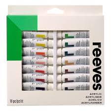 Reeves Acrylic Colour Paints 10ml Set Of 18