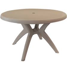French Taupe Round Resin Pedestal Table