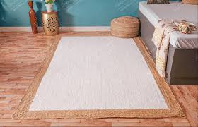 abstract hand braided white jute rug