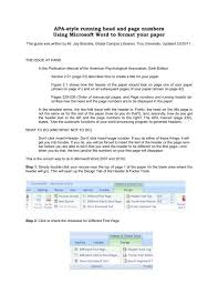 apa style running head and page numbers