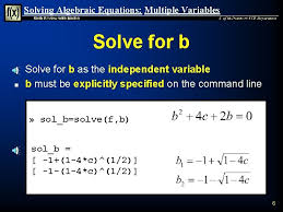 Matlab Solving Algebraic Equations