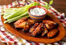 baked hot wings with yogurt blue cheese
