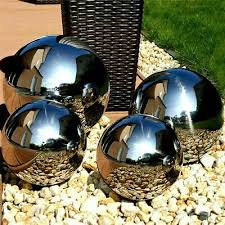 set of 4 silver mirror garden spheres