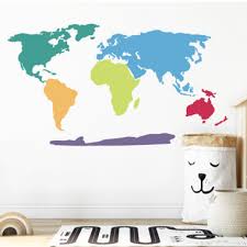 Colored World Map Wall Stickers