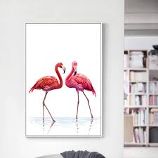 Watercolor Bird Flamingo Canvas Poster
