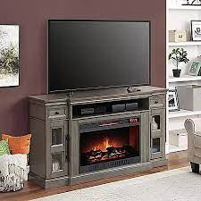 Media Fireplace Wood Cabinet Doors