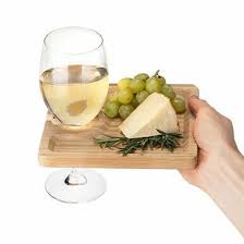 Bamboo Appetizer Plate Wine Glass