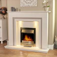 Futura White And Grey Marble Fireplace