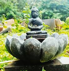 Beige Stone Buddha Statue Fountain Set