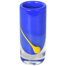 Blue And Yellow Glass Vase From