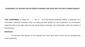 agreement of separation between husband