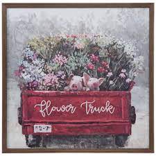 Flower Truck Pigs Wood Wall Decor