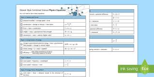 Combined Science Physic Equations