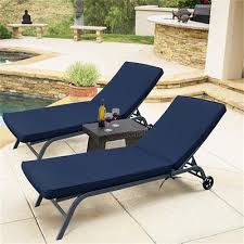 Navy Blue Outdoor Lounge Chair Cushion