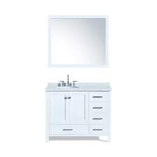 Constructed of solid hardwood and engineered wood, this single sink vanity is topped with. Ariel A043s L Wht Cambridge 43 Inch Left Offset Single Sink Vanity Set Ariel A043s L Esp Cambridge 43 Inch Left