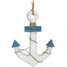decorative anchor wood white blue
