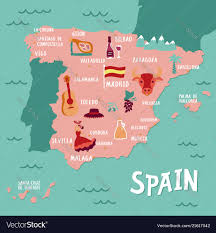 tourist map spain travel royalty free
