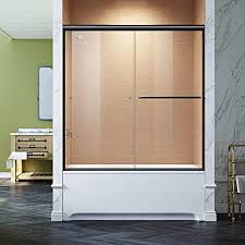 Eclipse glass has been installing glass shower and bathtub enclosures in residences in metro vancouver since 2000. Sunny Shower Semi Frameless Sliding Tub Door Glass Shower Doors For Bathtub 1 4 In Clear Glass 58 5 60 In W X 62 In H Black Hardware Tub Shower Doors Amazon Com