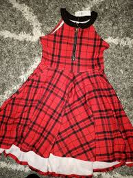 s justice red plaid a line dress