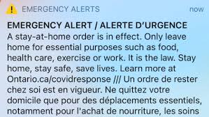 New and used items, cars, real estate, jobs, services, vacation rentals and more virtually anywhere in ontario. Ontario Blasts Out Emergency Alert As Stay At Home Order Takes Effect Ctv News