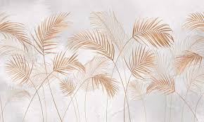 Grey Palm Leaves Wall Mural Wallpaper